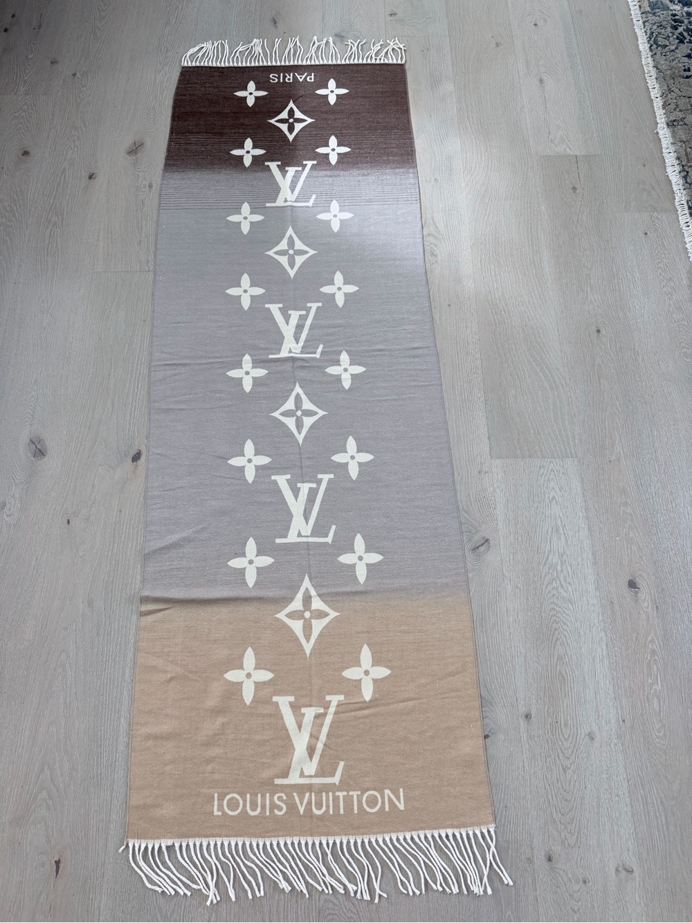 Luxury Gradient Fringe Shawl Scarf- Beige Taupe - Picture 7 of 13